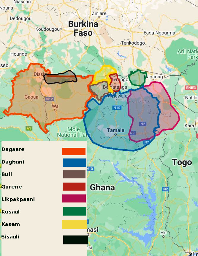 Region of some Mabia languages